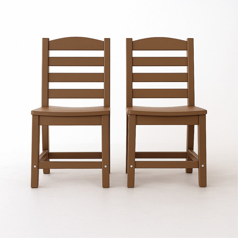 Ensemble de 2 chaises d'extérieur brun sans accoudoirs - Matériau PEHD