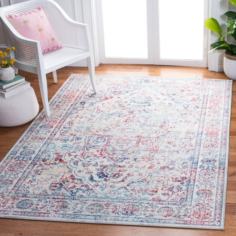 Ivory and Blue Hand-knotted Synthetic 8' x 10' Rug
