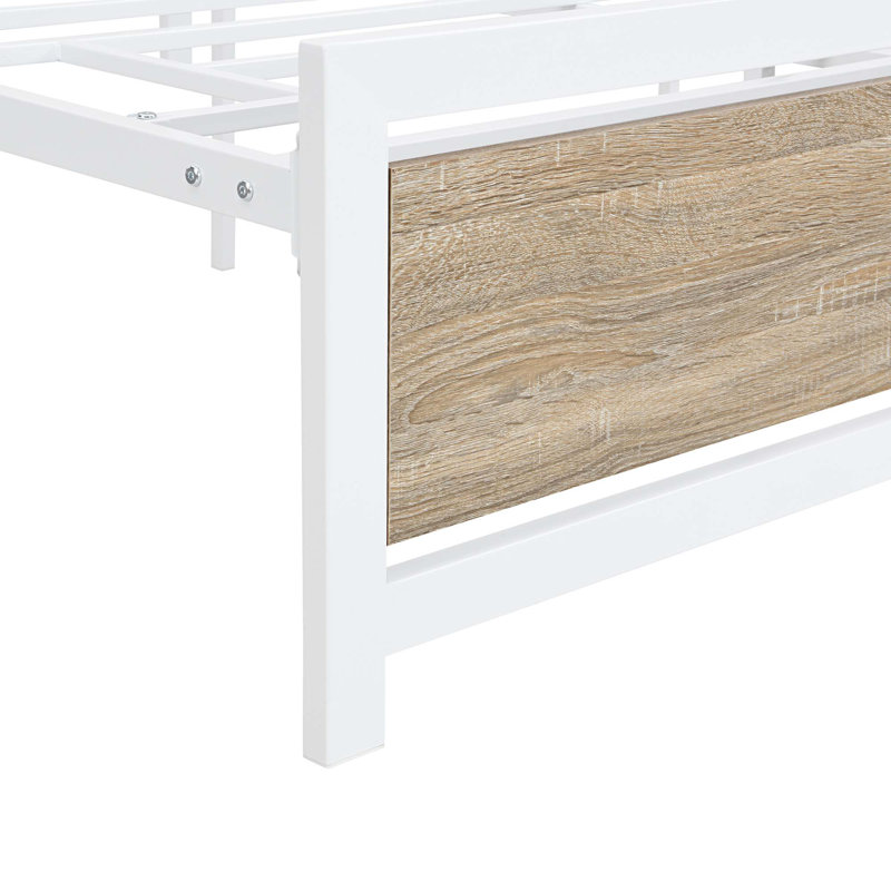 Goncalvo Platform Bed with Headboard and Footboard,bed frame, Queen, White