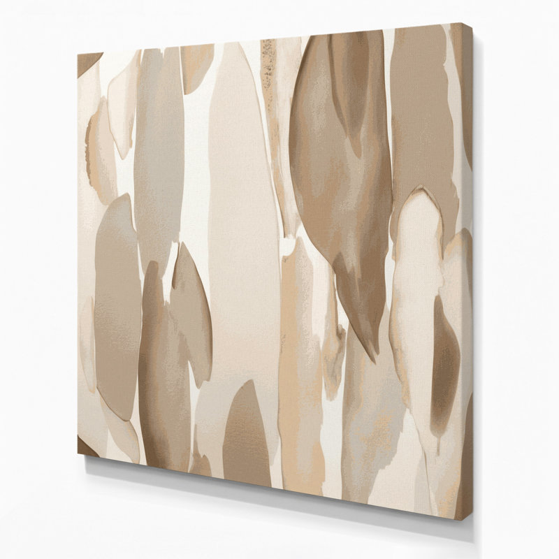 Abstrait aquarelle 3, art mural beige sur toile, H 8 po x l 8 po