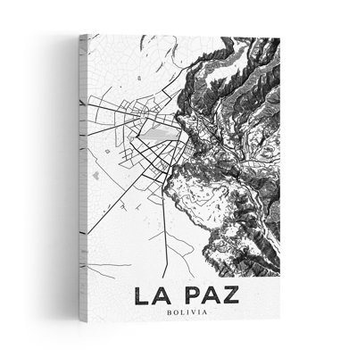 La Paz Bolivia Map Retro Vintage Wall Art Print 1 Piece Wrapped Canvas Wall Art