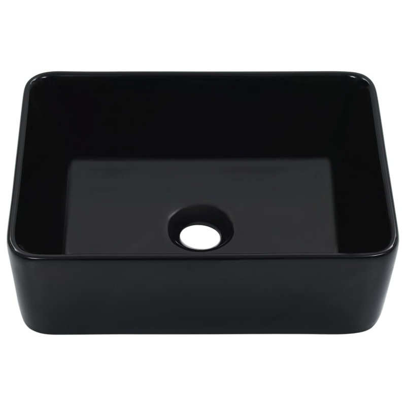 Belfry Bathroom Radu Ceramic Rectangular Sink, Black, 13cm H x 40cm W x 30cm D