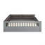 Lit plateforme tapissier en bois avec garde-corps et coussin, gris
