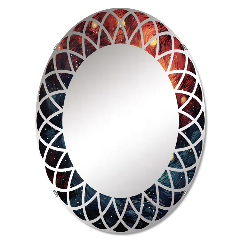 Climsland - Miroir mural abstrait ovale, 30 po x 20 po