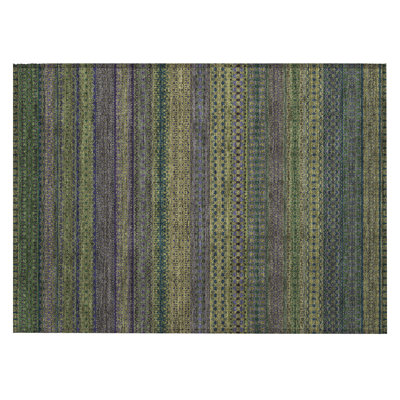 Tapis extérieur lavable antidérapant à rayures vert olive 2 pi x 3 pi