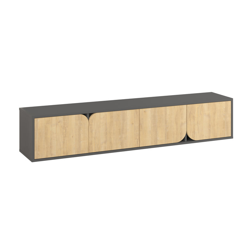 Spark TV Unit Wall-Mounted Storage for TVs Up to 78 Inches Contemporary Design, Anthracite/Oak