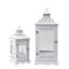 Ensemble de 2 lanternes décoratives, découpes classiques et panneaux de verre, blanc