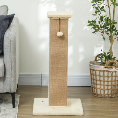 Grattoir pour chat 32 "avec chat en sisal beige