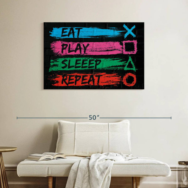 Senne Eat Play Sleep Repeat, 26" H x 39" W