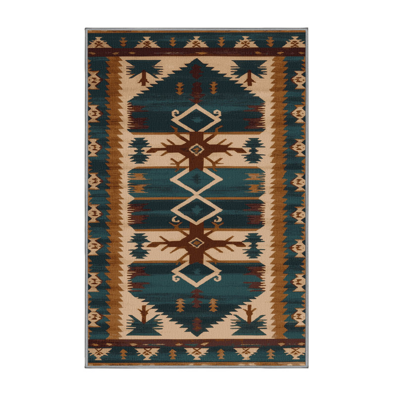  Tapis lavable de style sud-ouest Wapiti, Rectangle 5 pi x 7 pi