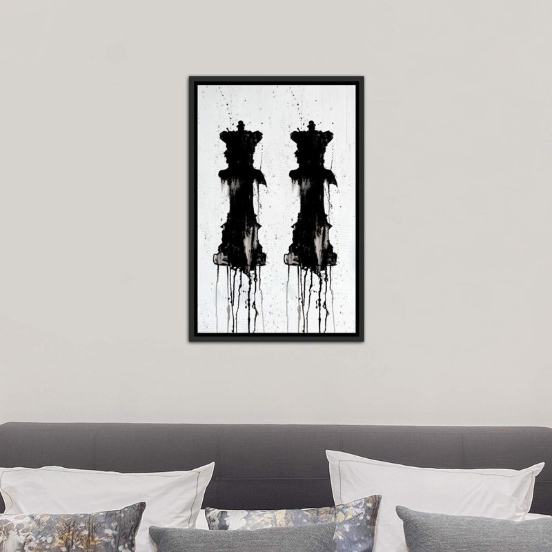 Deux reines par Kent Youngstrom - reproduction d'art, H 26 po x l 18 po x 1,5 po, Toile avec cadre noir patiné