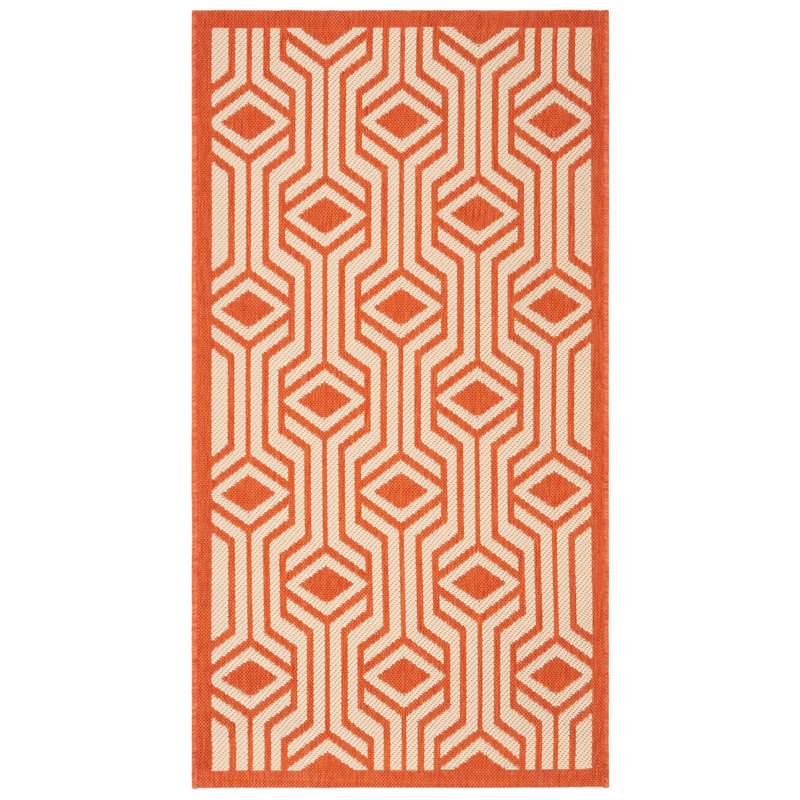 Arneshia Geometric Beige/Terracotta Indoor/Outdoor Area Rug, Rectangle 2' x 3'7"