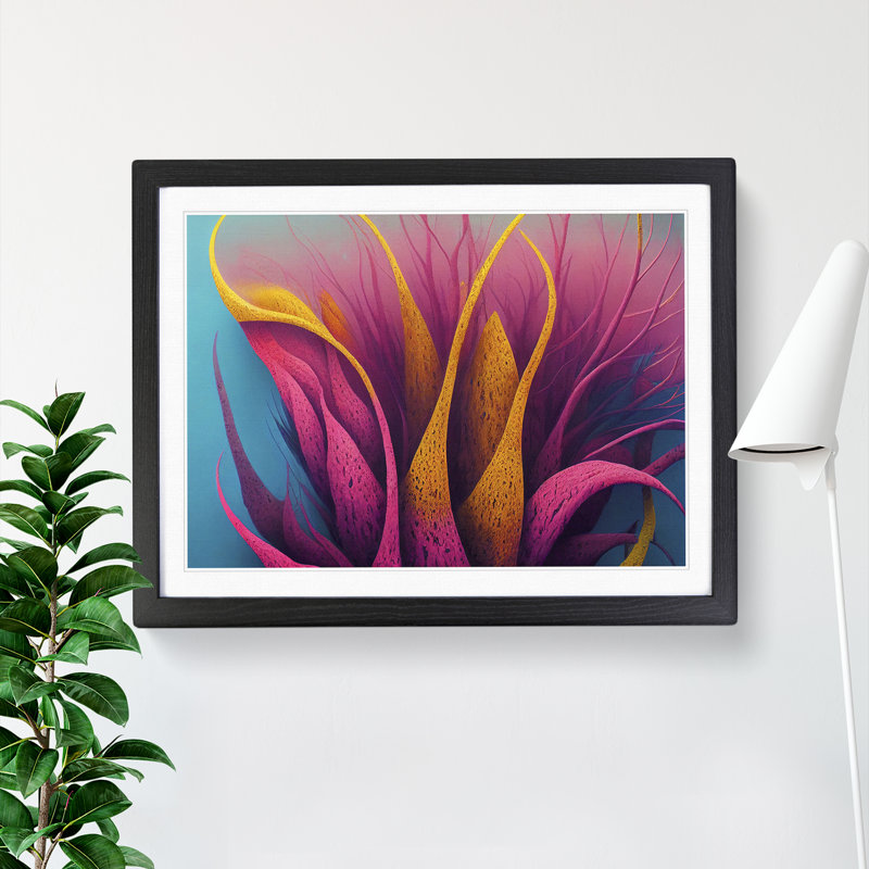 XH1022-6078X Modern Coral Reef Abstract - Single Picture Frame Print, Black, 25cm H x 34cm W x 2cm D