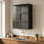 Armoire de rangement murale à porte vitrée - Armoire de rangement et de présentation à 3 niveaux pour la cuisine, la salle de bain et le salon