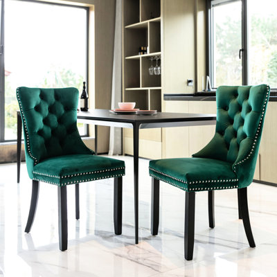 Chaises de salle à manger en velours moderne de conception américaine moderne, avec soutien du dos ferme et apparence élégante, siège rembourré à 2