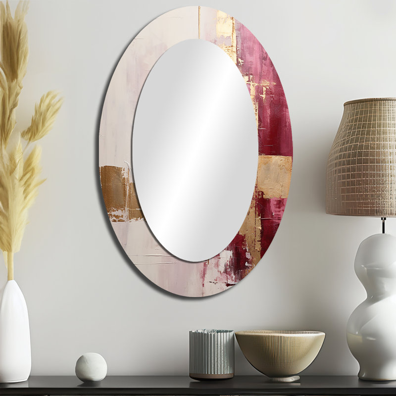 Miroir mural minimalisme rose et doré Horizon - mauve, 36 po x 24 po