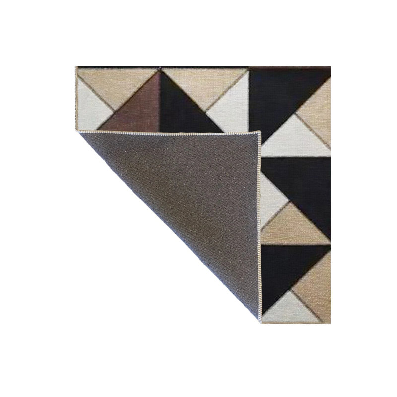 Black And Beige Themed Triangular Geometric Patterned Creative Modern Decorative Carpet, Rectangle 5' x 9'11"