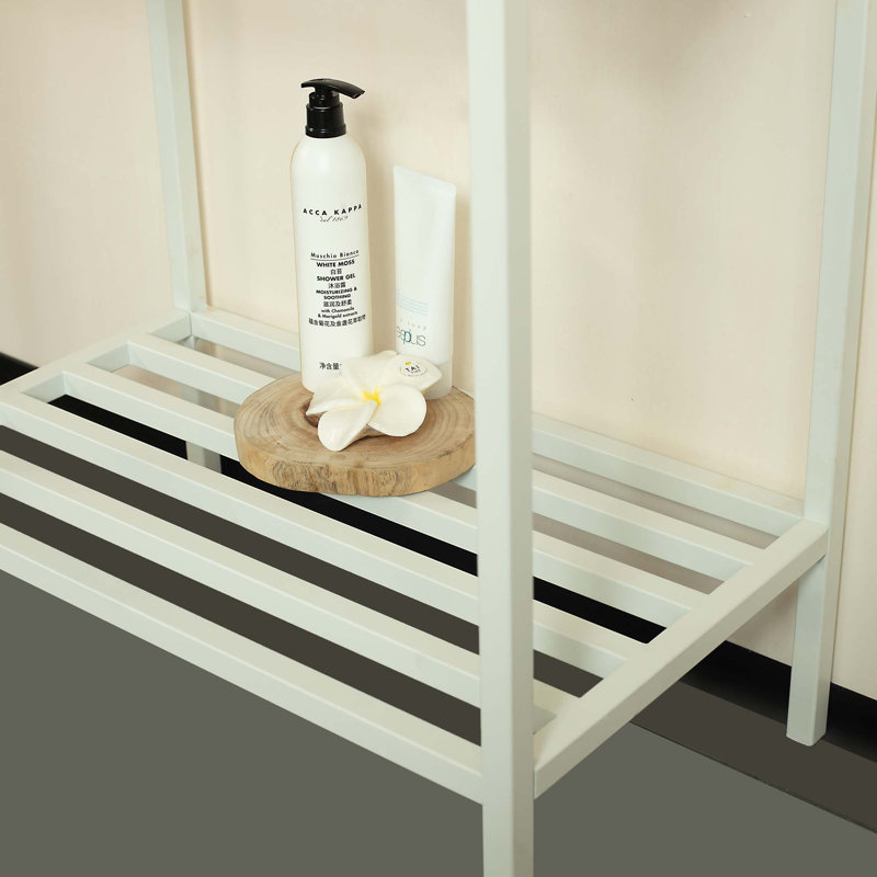 24'' Freestanding Bathroom Iron Shelves Without Basin, White