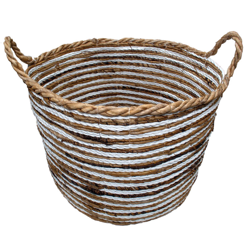 Panier en rotin handwoven spirale design, H 13,5 po x l 16 po x P 16 po