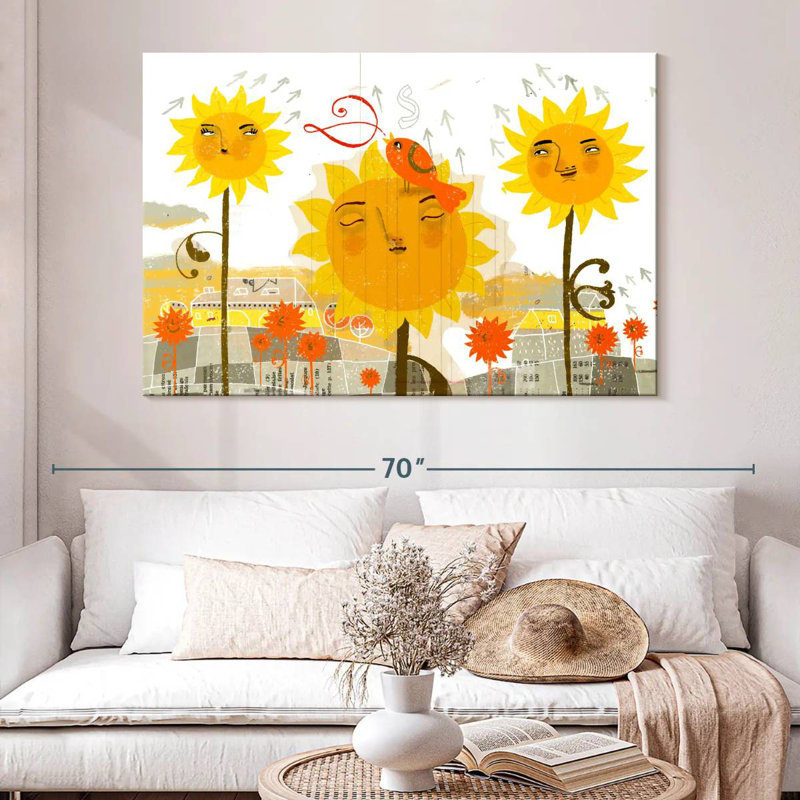 Tournesols abstraits d'Alvord, H 34 po x l 51 po