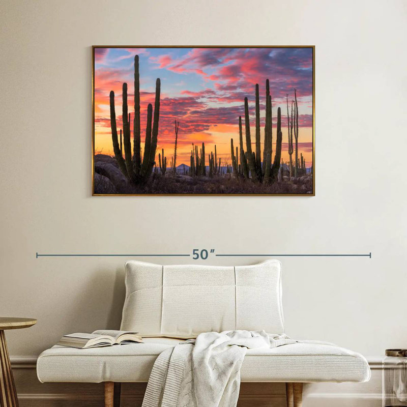 Lever de soleil de Baja California, Cadre flottant doré, 40 po x 27 po