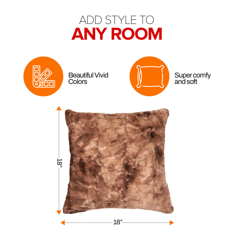  Faux Fur Throw Pillow, Marble Brown