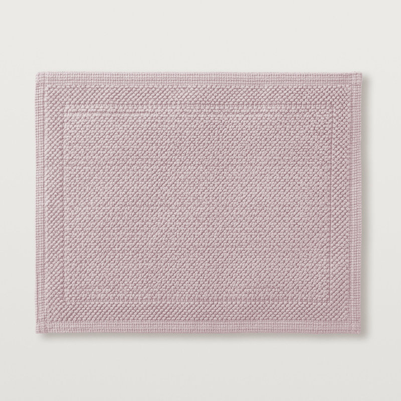 Cosima 100% Cotton Rectangle Bath Rug, Single Piece- 20" L x 16" W, Rosewater