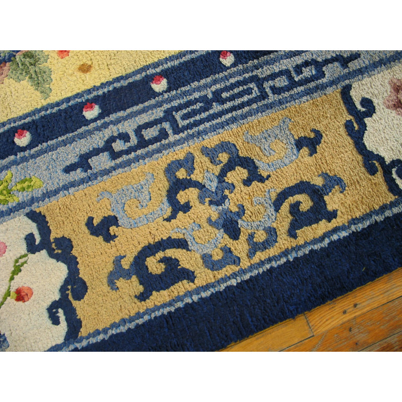 Antique Luxurious Silk Pile Room Size Chinese Art Deco Design Rug