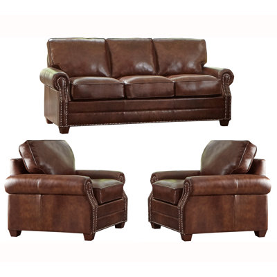 Lyndsey 3 Piece Leather Living Room Set by 17 Stories
