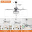 Ventilateur de plafond 52 pales en cristal 52 po avec télécommande et ensemble d'éclairage inclus Estill-1309794397