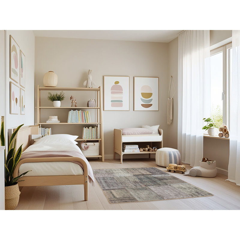 Tapis gris/brun zone contemporaine, Rectangle 4 pi x 6 pi