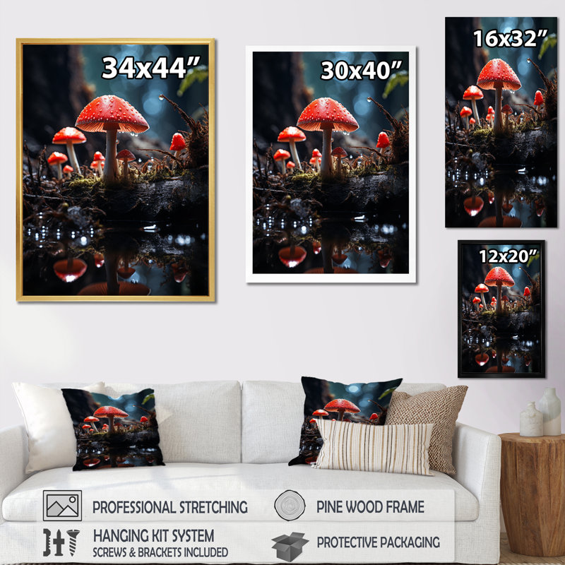 Décoration murale rouge et gris Serenity III - Paysage et nature, H 20 po x l 12 po x P 1 po, Encadrement doré