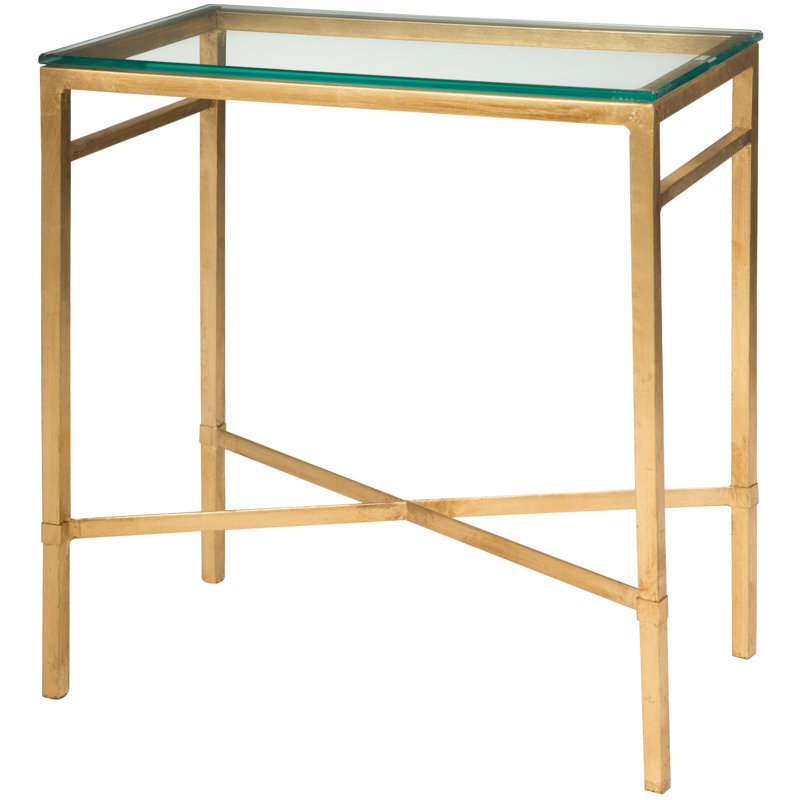 Vera Glass End Table, Antique Gold Gilt
