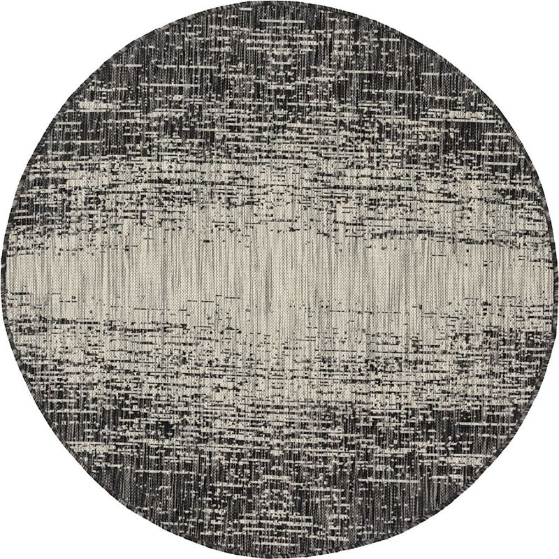 Outdoor Iris Area Rug Lead Gray Color, Round 4'