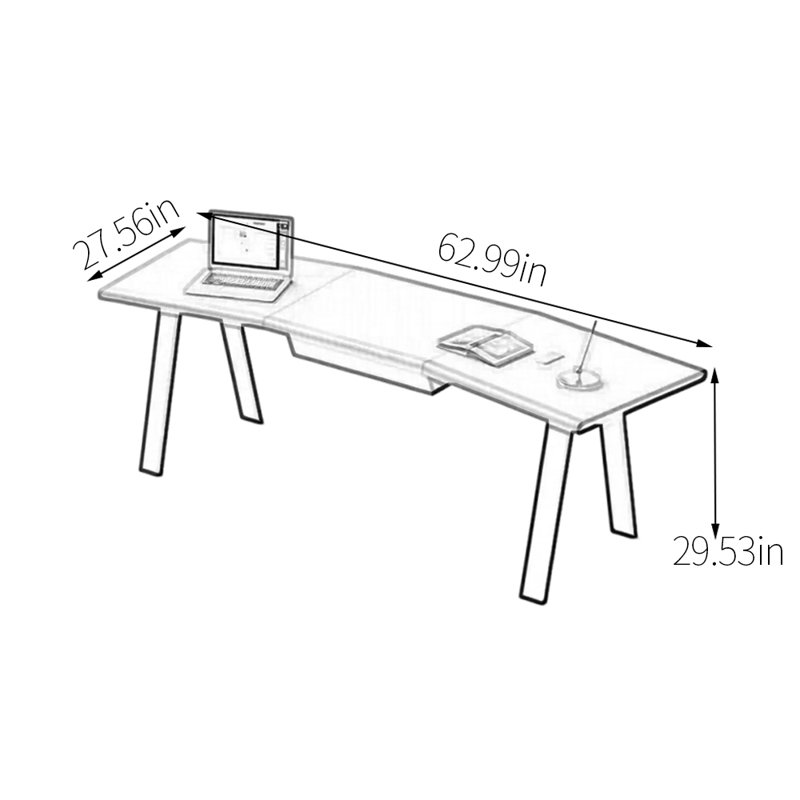 Bureau à forme libre Maksimas, Blanc gris, H 29,53 po x l 62,99 po x P 27,56 po