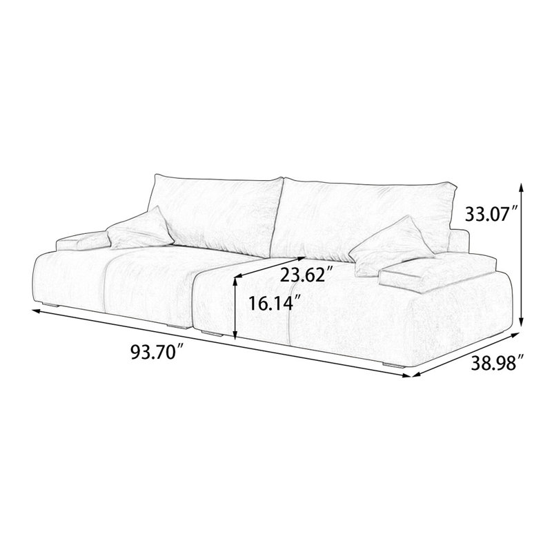 Coussin modulaire vert 100% polyester, Vert, H 33,07 po x l 93,7 po x P 38,98 po