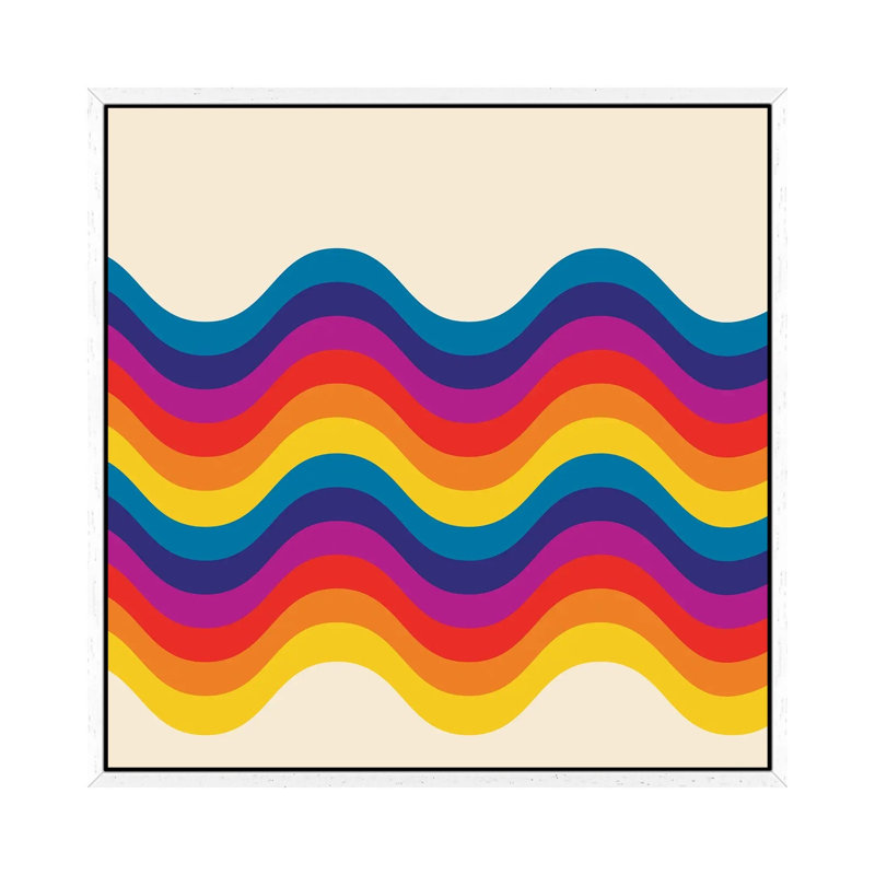Wavy Retro Rainbow by Show Me Mars - Gallery-Wrapped Canvas Giclée on Canvas, 66.04 cm H x 66.04 cm W, White Framed