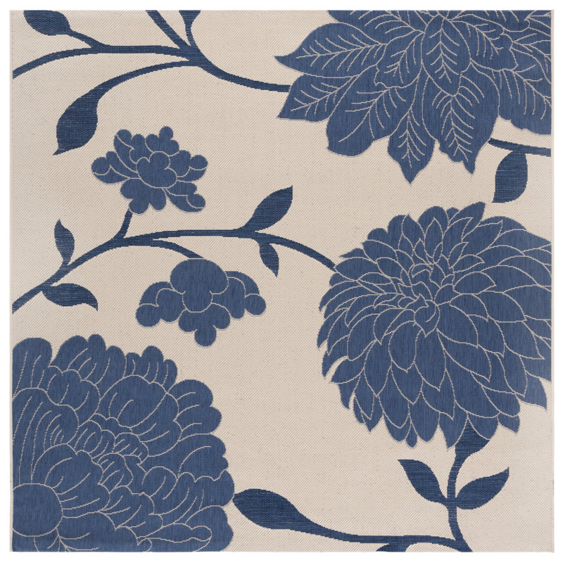 Adelmino Performance Floral Indoor/Outdoor Area Rug, Square 6'7"