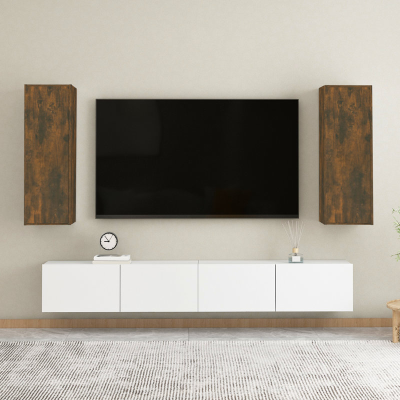 TV Stand for TVs, Smoked Oak