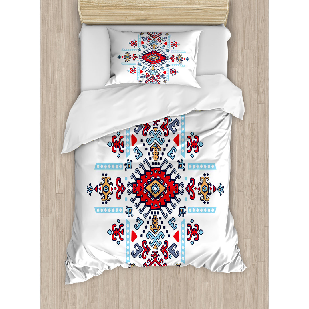 Red/Yellow/Blue Microfiber Modern & Contemporary Duvet Cover Set Ambesonne 