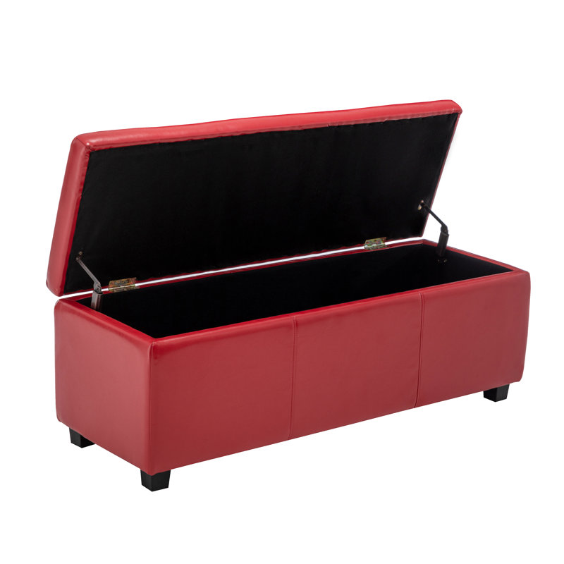 Banc de rangement en faux cuir Ebern Designs Lucien, Rouge