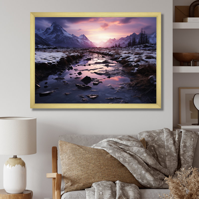 Alaska, crépuscule arctique sur toile, H 30 po x l 40 po x P 1,5 po, Encadrement doré