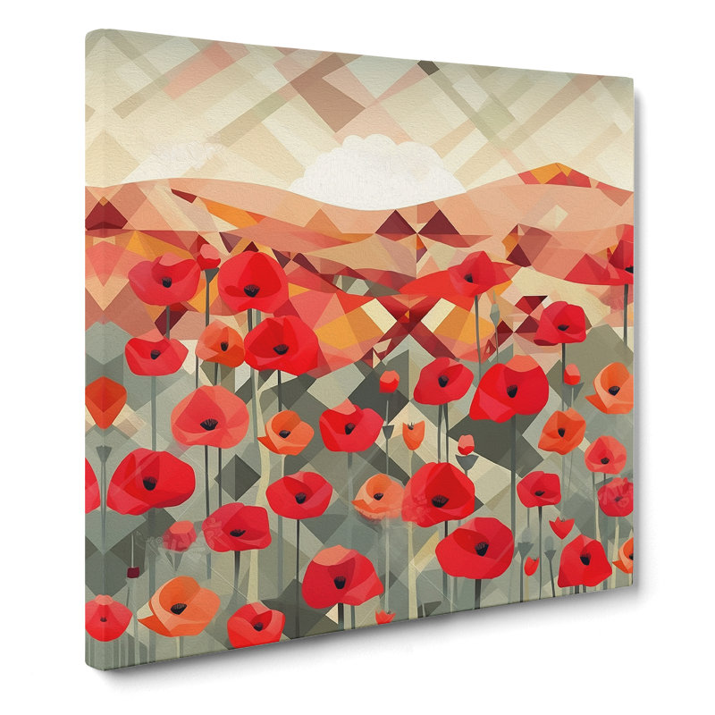 Poppy Field Geometric - Wrapped Canvas
