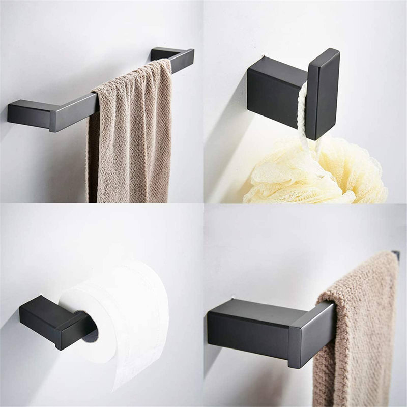 4 - Piece Bathroom Hardware Set, Matte Black