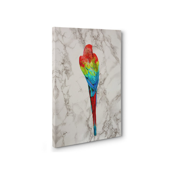 Bay Isle Home Rainbow Parrot by Lineartistica - Wrapped Canvas Painting ...