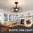 19" Caged Ceiling Fan W/light, W/hanging Rod, Flush Mount W/4 Bulbs.