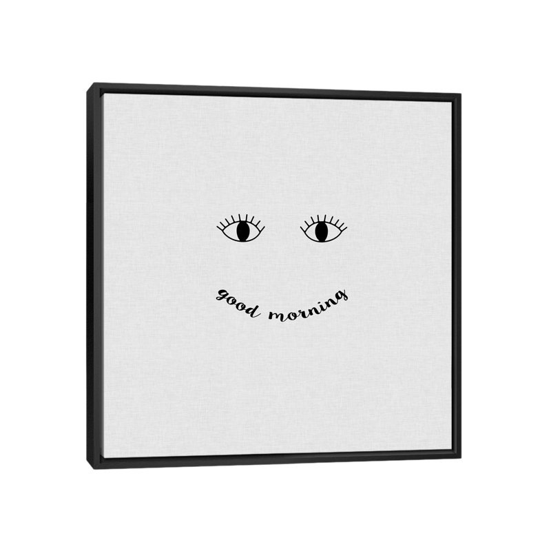 « good matin », impression sur toile, H 18 po x l 18 po x P 1,5 po, Toile avec cadre noir, Pas de tapis