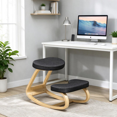 Fauteuil à bascule ergonomique, tabouret à genoux avec coussin rembourré épais et structure en bois cintré pour la maison