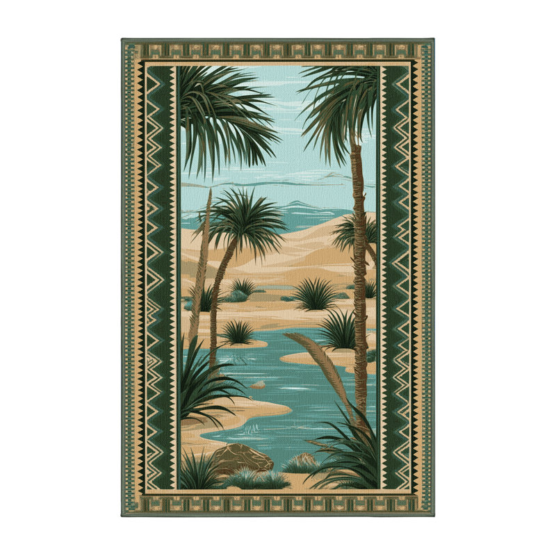  Tapis lavable Desert Oasis Southwestern, Rectangulaire 7 pi x 10 pi