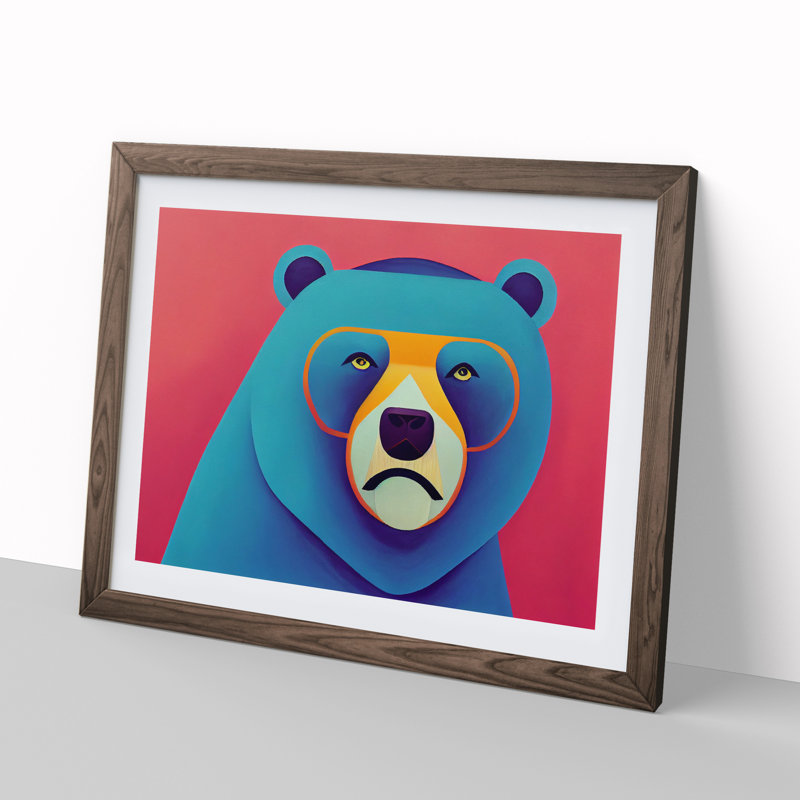 Cool Bear - Framed Print, 34cm H x 46cm W x 2cm D, Walnut